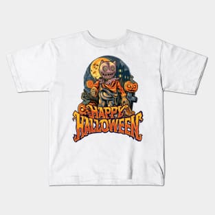 Scary Scarecrow Spooky Halloween Simple Costume Gift Kids T-Shirt